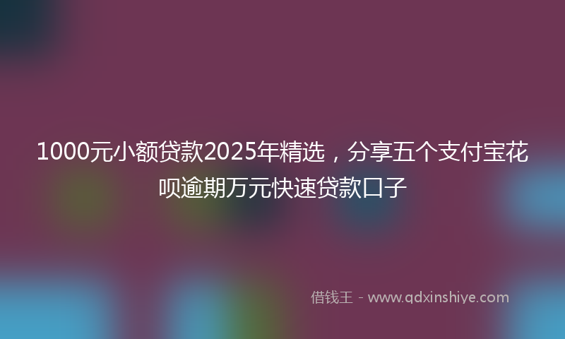1000元小额贷款2025年精选，分享五个支付宝花呗逾期万元快速贷款口子