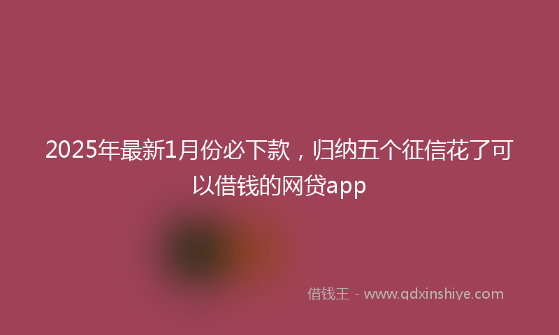 2025年最新1月份必下款，归纳五个征信花了可以借钱的网贷app