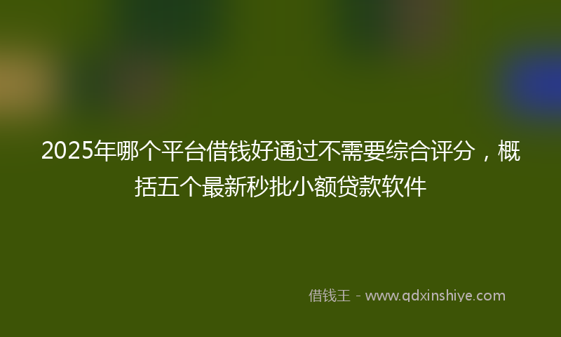 2025年哪个平台借钱好通过不需要综合评分，概括五个最新秒批小额贷款软件