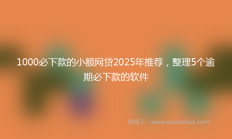 1000必下款的小额网贷2025年推荐，整理5个逾期必下款的软件