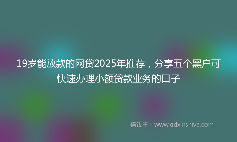 19岁能放款的网贷2025年推荐，分享五个黑户可快速办理小额贷款业务的口子