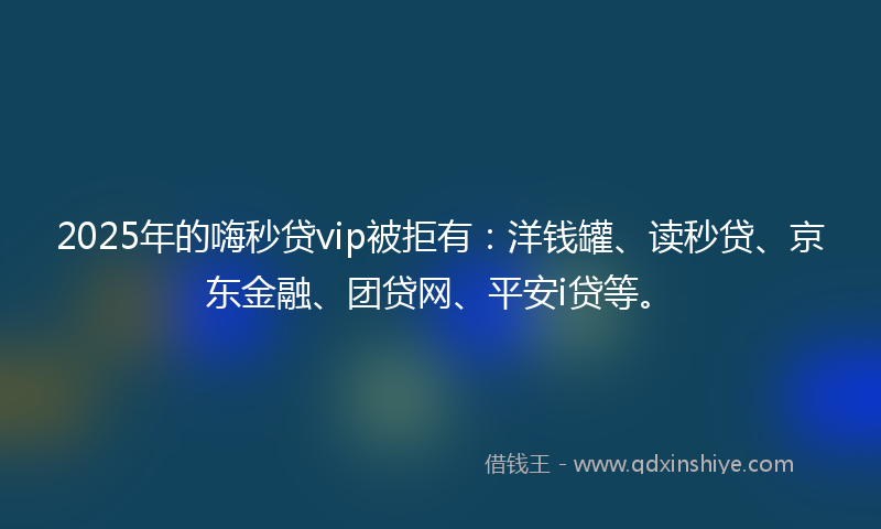 2025年的嗨秒贷vip被拒有：洋钱罐、读秒贷、京东金融、团贷网、平安i贷等。