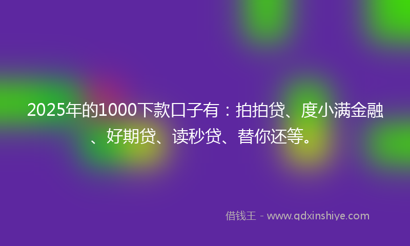 2025年的1000下款口子有：拍拍贷、度小满金融、好期贷、读秒贷、替你还等。