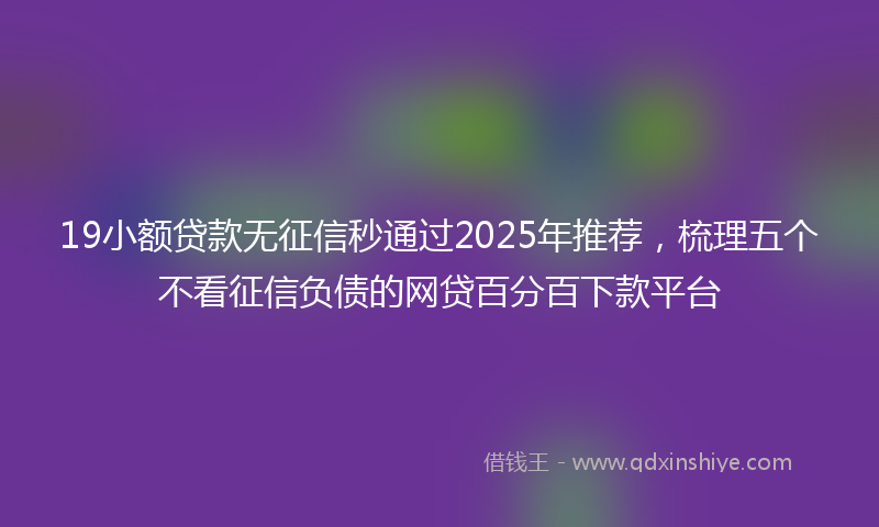 19小额贷款无征信秒通过2025年推荐，梳理五个不看征信负债的网贷百分百下款平台