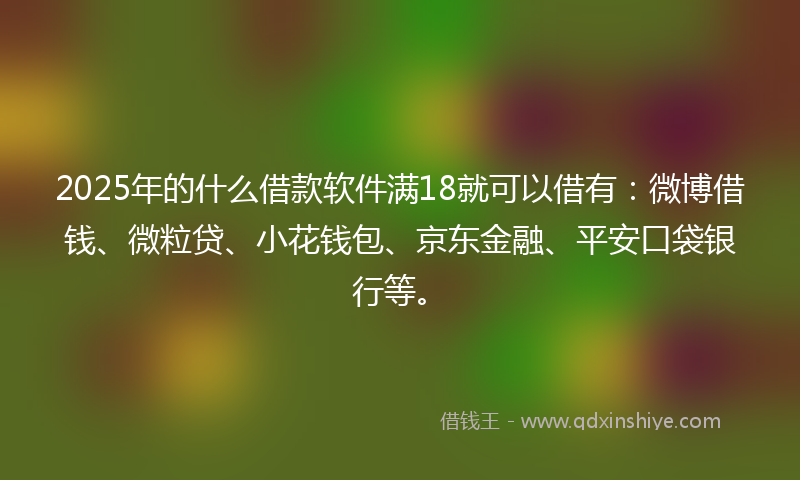 2025年的什么借款软件满18就可以借有：微博借钱、微粒贷、小花钱包、京东金融、平安口袋银行等。