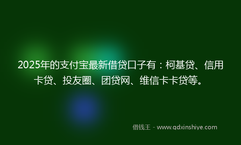 2025年的支付宝最新借贷口子有：柯基贷、信用卡贷、投友圈、团贷网、维信卡卡贷等。