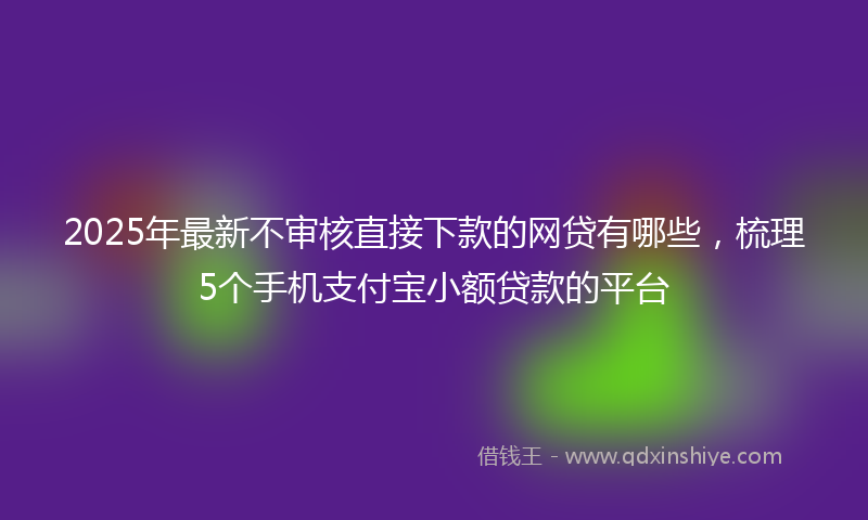 2025年最新不审核直接下款的网贷有哪些，梳理5个手机支付宝小额贷款的平台