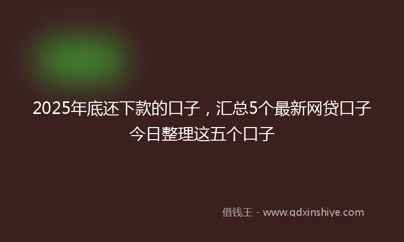 2025年底还下款的口子，汇总5个最新网贷口子今日整理这五个口子