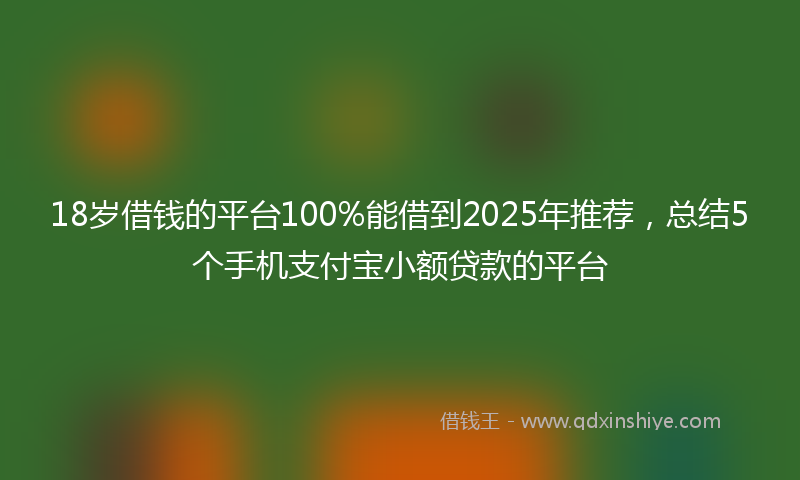 18岁借钱的平台100%能借到2025年推荐，总结5个手机支付宝小额贷款的平台