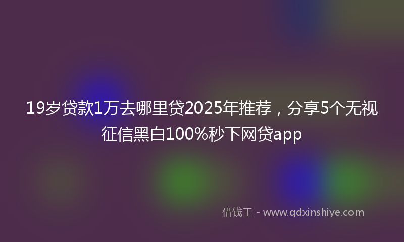 19岁贷款1万去哪里贷2025年推荐，分享5个无视征信黑白100%秒下网贷app