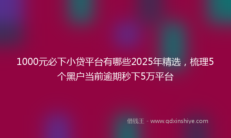 1000元必下小贷平台有哪些2025年精选，梳理5个黑户当前逾期秒下5万平台