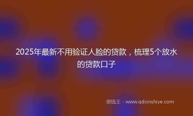 2025年最新不用验证人脸的贷款，梳理5个放水的贷款口子