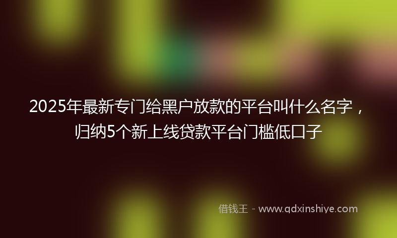 2025年最新专门给黑户放款的平台叫什么名字，归纳5个新上线贷款平台门槛低口子