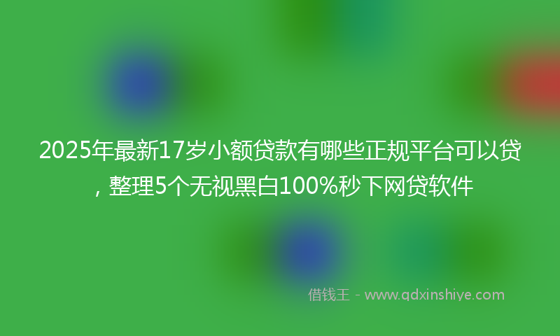 2025年最新17岁小额贷款有哪些正规平台可以贷，整理5个无视黑白100%秒下网贷软件