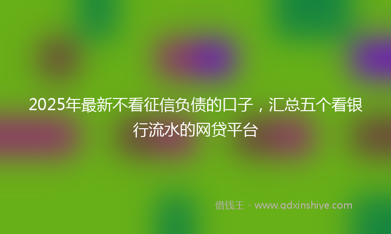 2025年最新不看征信负债的口子，汇总五个看银行流水的网贷平台