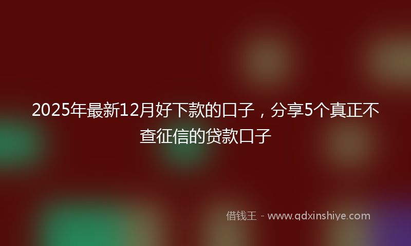 2025年最新12月好下款的口子，分享5个真正不查征信的贷款口子