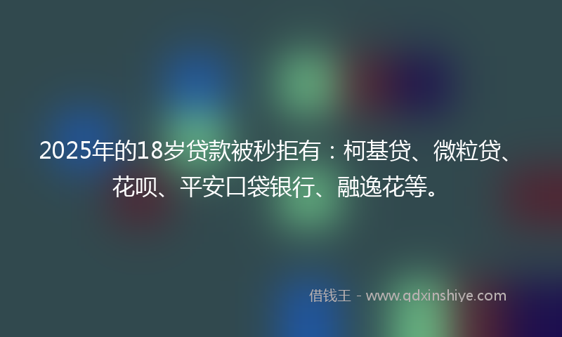2025年的18岁贷款被秒拒有：柯基贷、微粒贷、花呗、平安口袋银行、融逸花等。