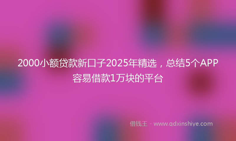 2000小额贷款新口子2025年精选，总结5个APP容易借款1万块的平台