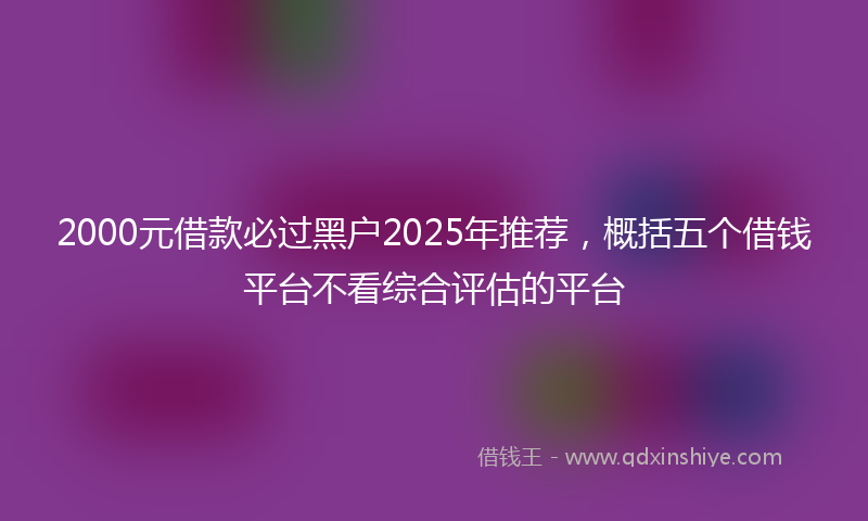 2000元借款必过黑户2025年推荐，概括五个借钱平台不看综合评估的平台