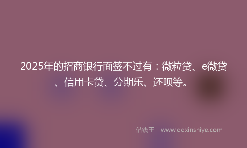 2025年的招商银行面签不过有：微粒贷、e微贷、信用卡贷、分期乐、还呗等。