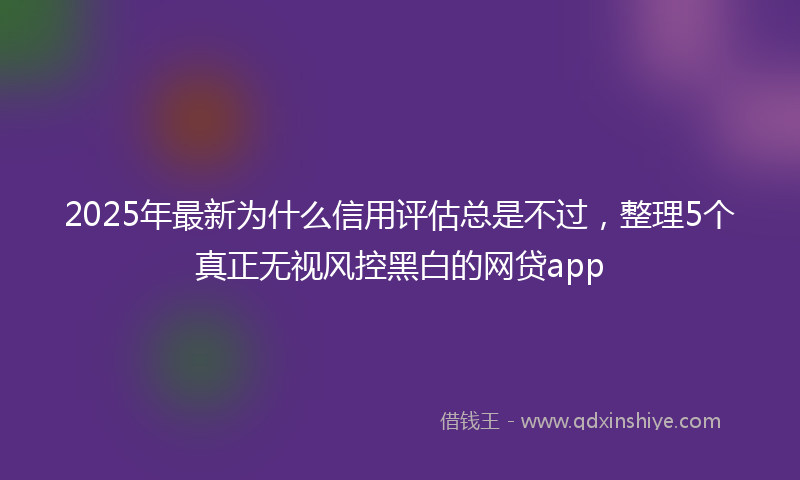 2025年最新为什么信用评估总是不过，整理5个真正无视风控黑白的网贷app
