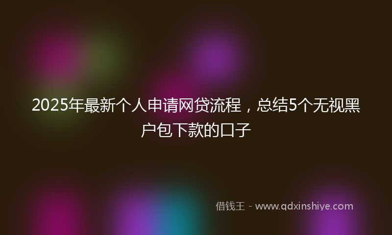2025年最新个人申请网贷流程，总结5个无视黑户包下款的口子
