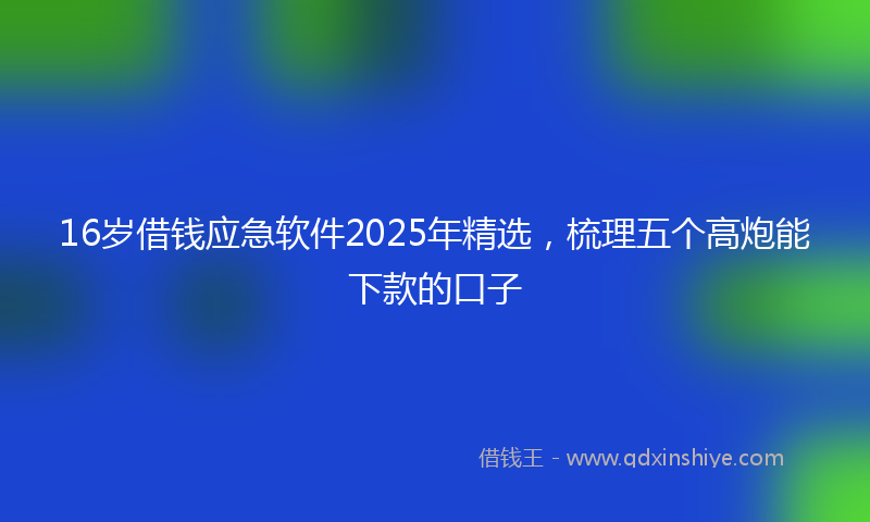 16岁借钱应急软件2025年精选，梳理五个高炮能下款的口子