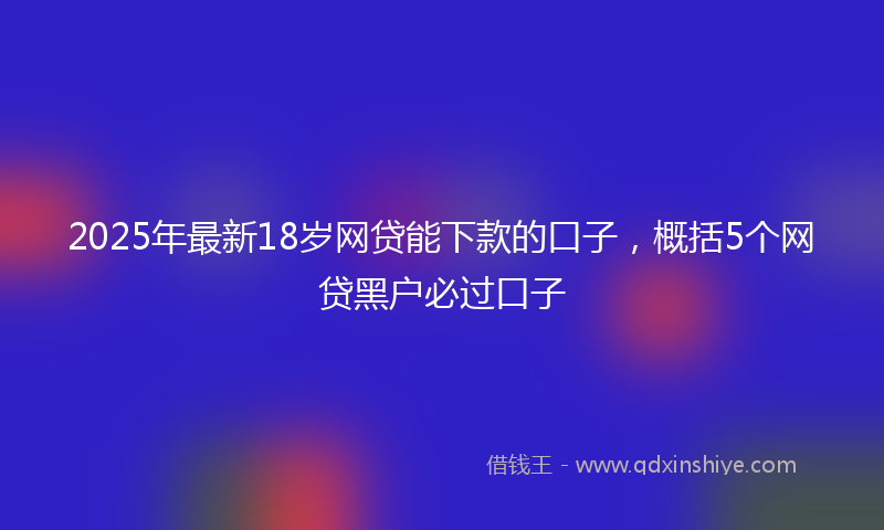 2025年最新18岁网贷能下款的口子，概括5个网贷黑户必过口子