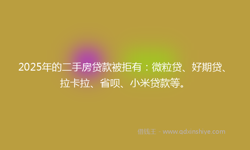 2025年的二手房贷款被拒有：微粒贷、好期贷、拉卡拉、省呗、小米贷款等。
