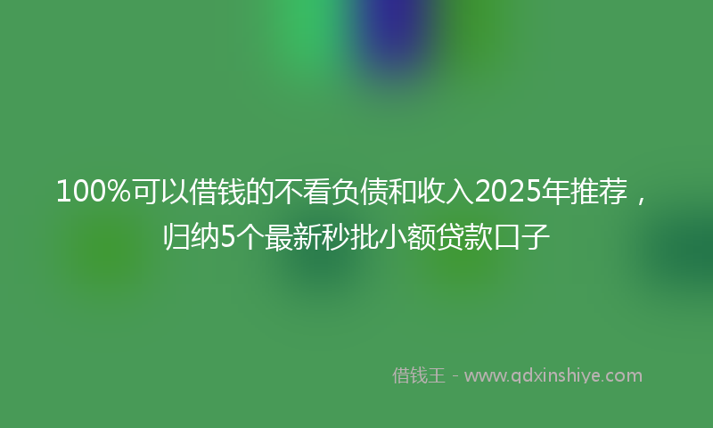 100%可以借钱的不看负债和收入2025年推荐，归纳5个最新秒批小额贷款口子
