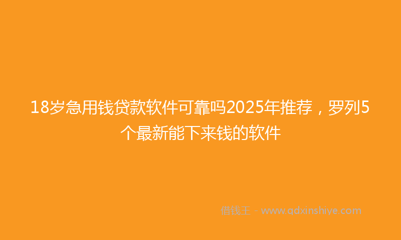 18岁急用钱贷款软件可靠吗2025年推荐，罗列5个最新能下来钱的软件