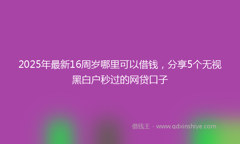2025年最新16周岁哪里可以借钱，分享5个无视黑白户秒过的网贷口子