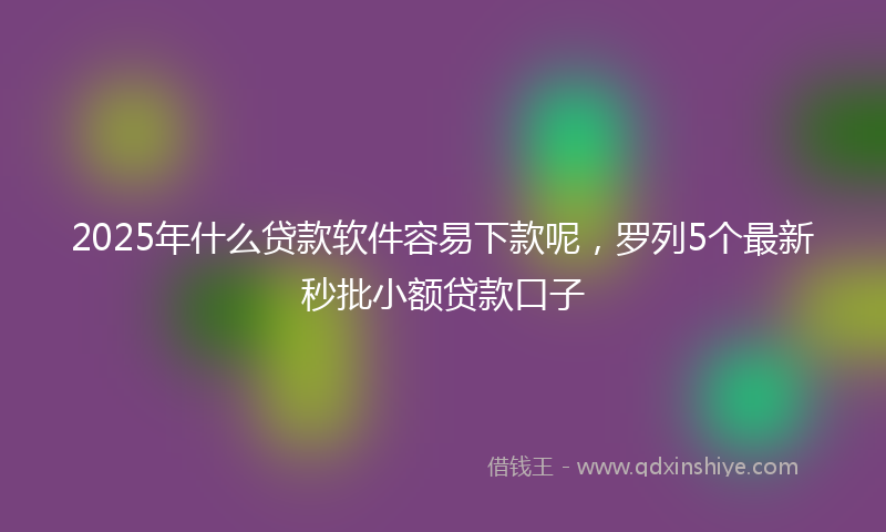 2025年什么贷款软件容易下款呢，罗列5个最新秒批小额贷款口子