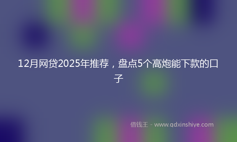 12月网贷2025年推荐，盘点5个高炮能下款的口子