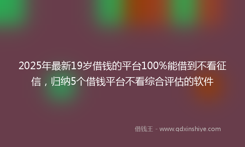 2025年最新19岁借钱的平台100%能借到不看征信，归纳5个借钱平台不看综合评估的软件