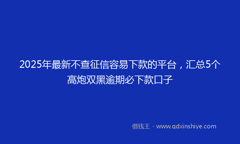 2025年最新不查征信容易下款的平台，汇总5个高炮双黑逾期必下款口子