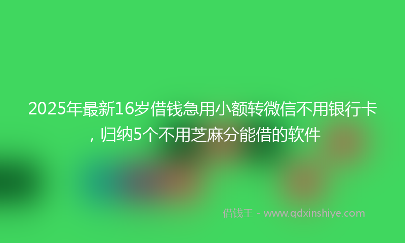 2025年最新16岁借钱急用小额转微信不用银行卡，归纳5个不用芝麻分能借的软件