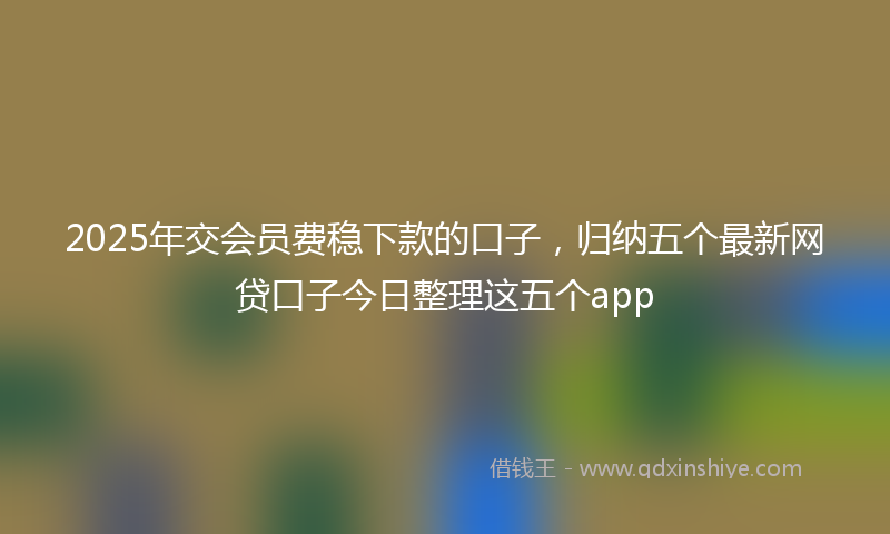 2025年交会员费稳下款的口子，归纳五个最新网贷口子今日整理这五个app