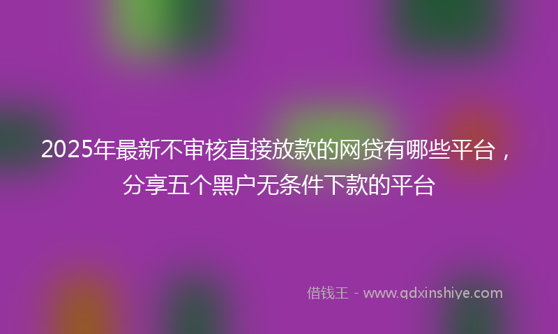 2025年最新不审核直接放款的网贷有哪些平台，分享五个黑户无条件下款的平台