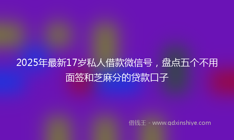 2025年最新17岁私人借款微信号，盘点五个不用面签和芝麻分的贷款口子
