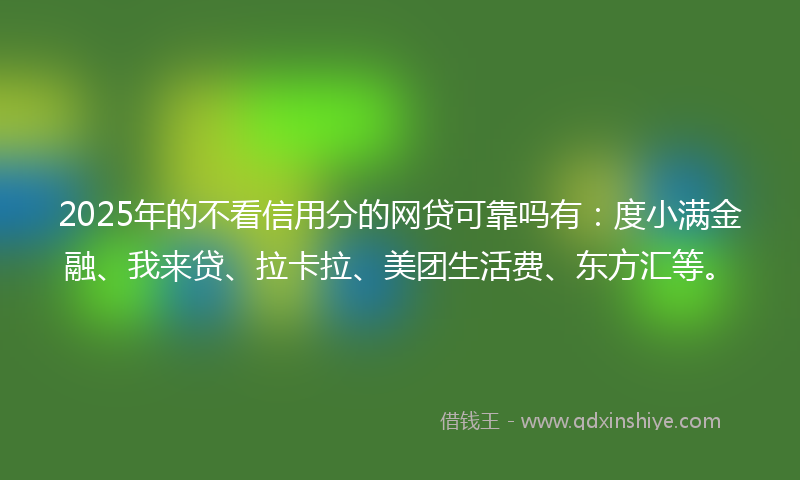 2025年的不看信用分的网贷可靠吗有：度小满金融、我来贷、拉卡拉、美团生活费、东方汇等。