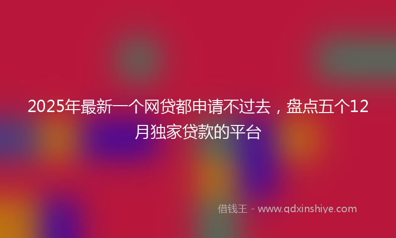 2025年最新一个网贷都申请不过去，盘点五个12月独家贷款的平台