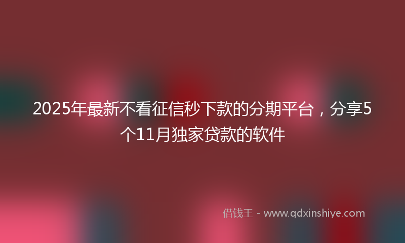2025年最新不看征信秒下款的分期平台，分享5个11月独家贷款的软件