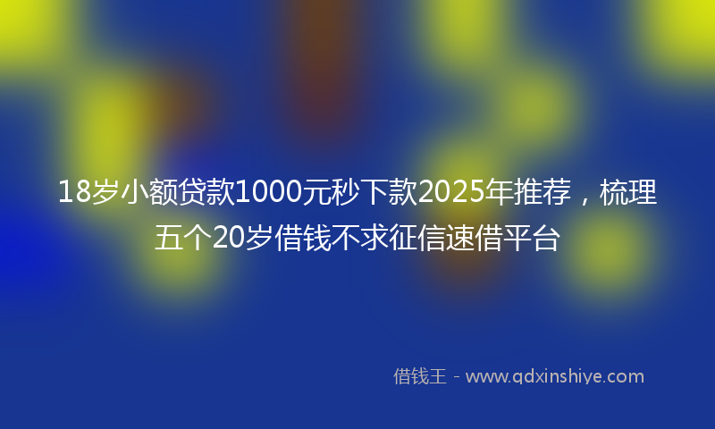 18岁小额贷款1000元秒下款2025年推荐，梳理五个20岁借钱不求征信速借平台