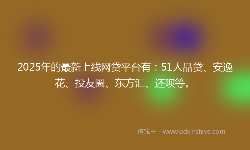 2025年的最新上线网贷平台有：51人品贷、安逸花、投友圈、东方汇、还呗等。