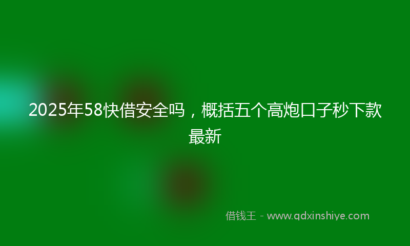 2025年58快借安全吗，概括五个高炮口子秒下款最新