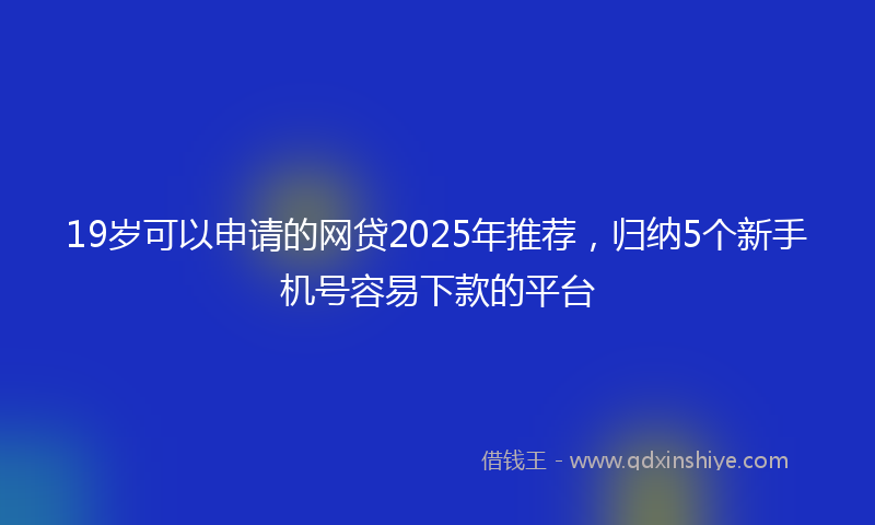 19岁可以申请的网贷2025年推荐，归纳5个新手机号容易下款的平台