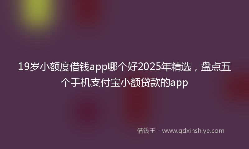 19岁小额度借钱app哪个好2025年精选，盘点五个手机支付宝小额贷款的app