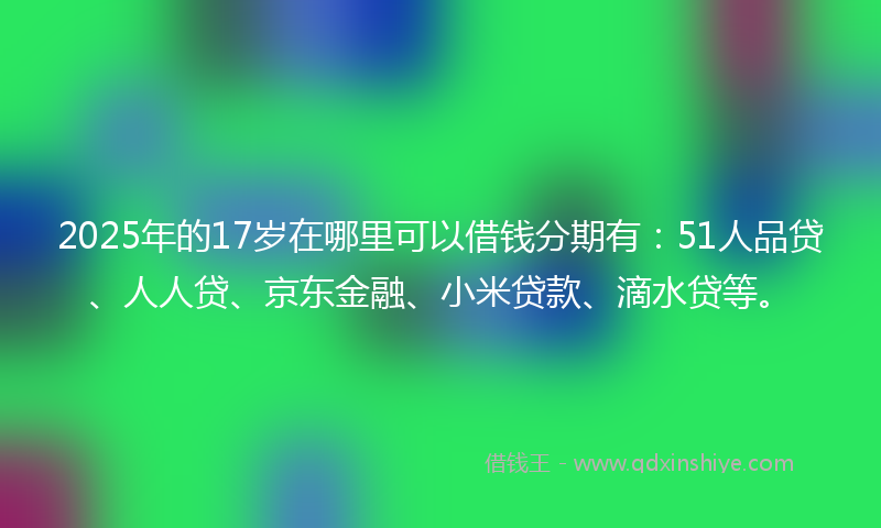 2025年的17岁在哪里可以借钱分期有：51人品贷、人人贷、京东金融、小米贷款、滴水贷等。