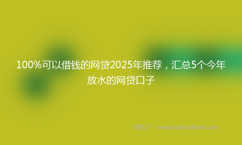 100%可以借钱的网贷2025年推荐，汇总5个今年放水的网贷口子